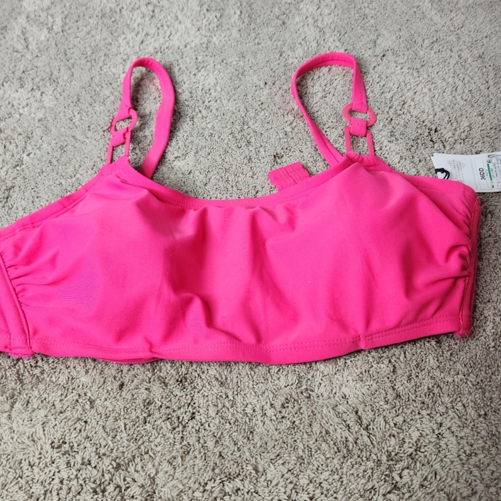 Women's Ring Detail Hidden Underwire Bikini Top - Shade & Shore Hot Pink 36DD - Picture 4 of 12
